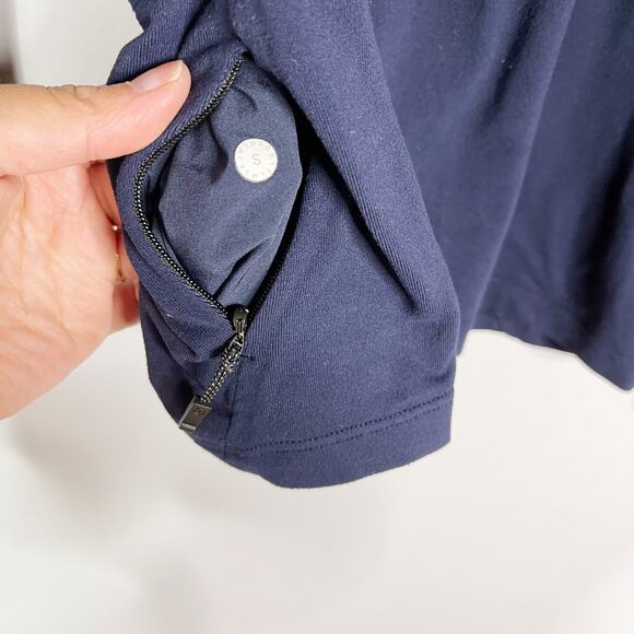 Lululemon Mens Small S Navy Blue Surge Warm 1/2 Zip Pullover Shirt Top Stretch - Picture 8 of 9
